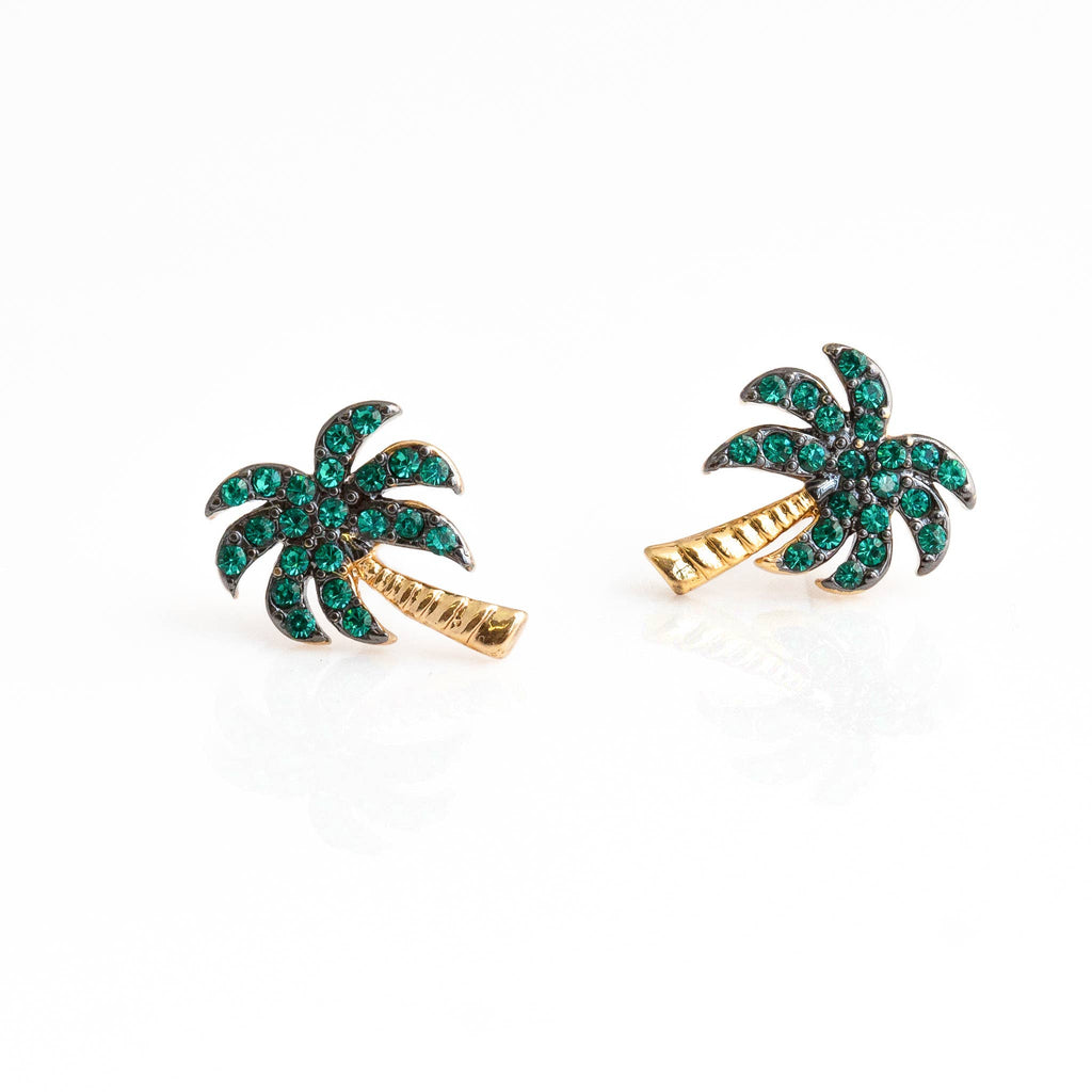 palm tree earring studs, tropical palm tree earrings