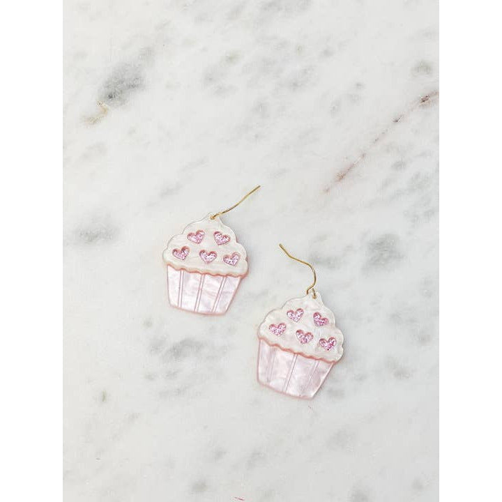 valentine cupcake earrings, cupcake earrings, baker earrings
