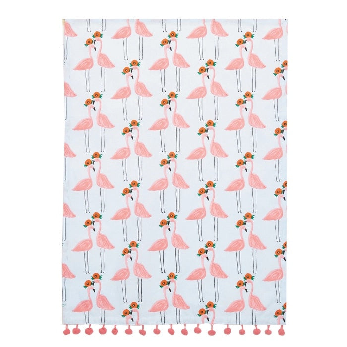 tassel kitchen towel and drying kitchen towel. Flaming pink with tassel kitchen towel