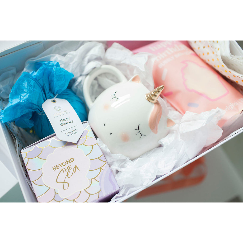 unicorn bath balm and mug gift box