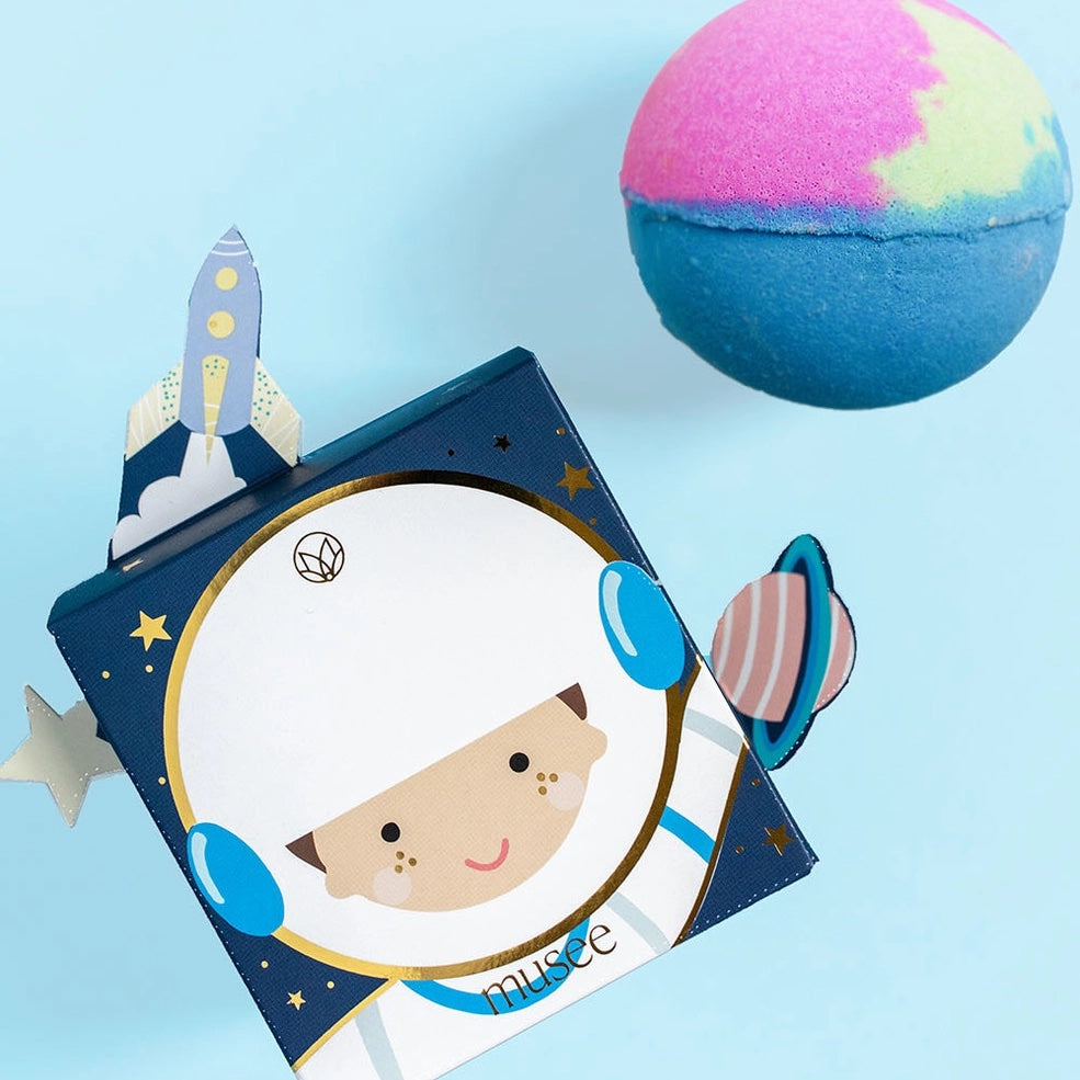 space bath bomb, astronaut spa gift, your out of this world bath balm