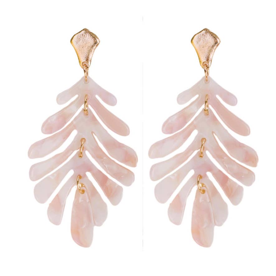 Pink Petite Palm Drops, pink palm earrings