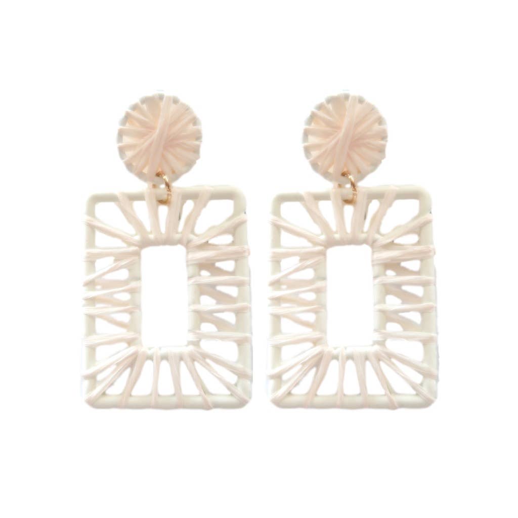 square raffia coastal earrings