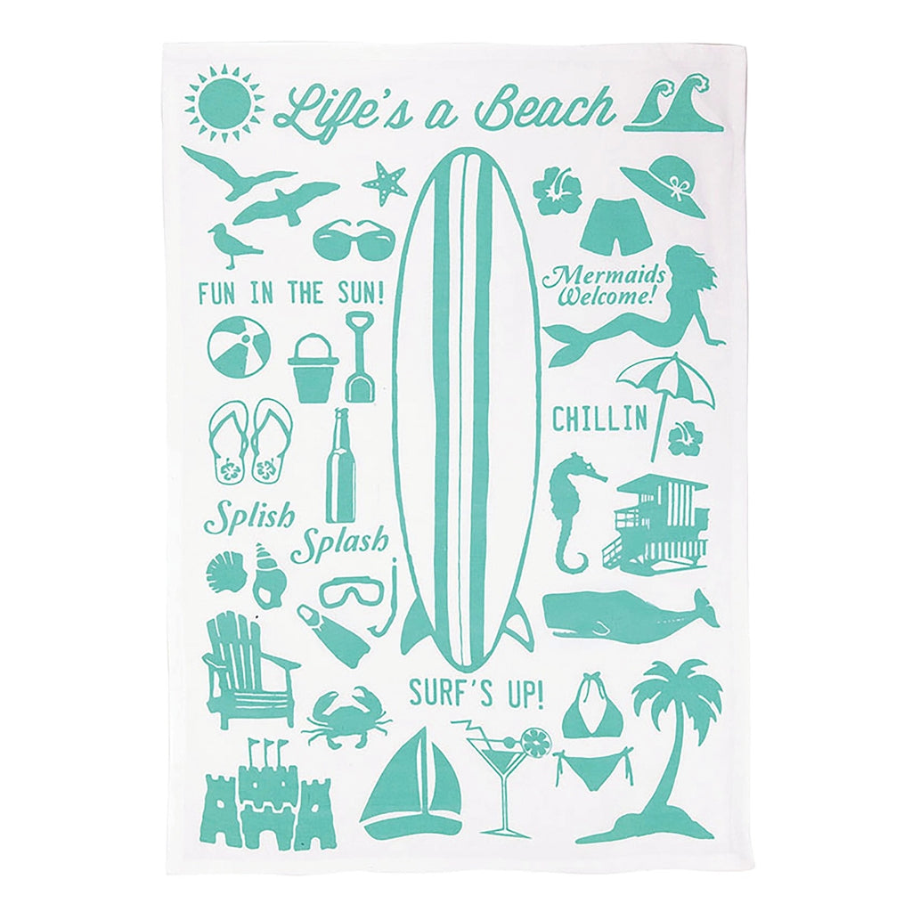 lifes a beach kitchen towel, cotton kitchen drying towel,  beach kitchen drying towel