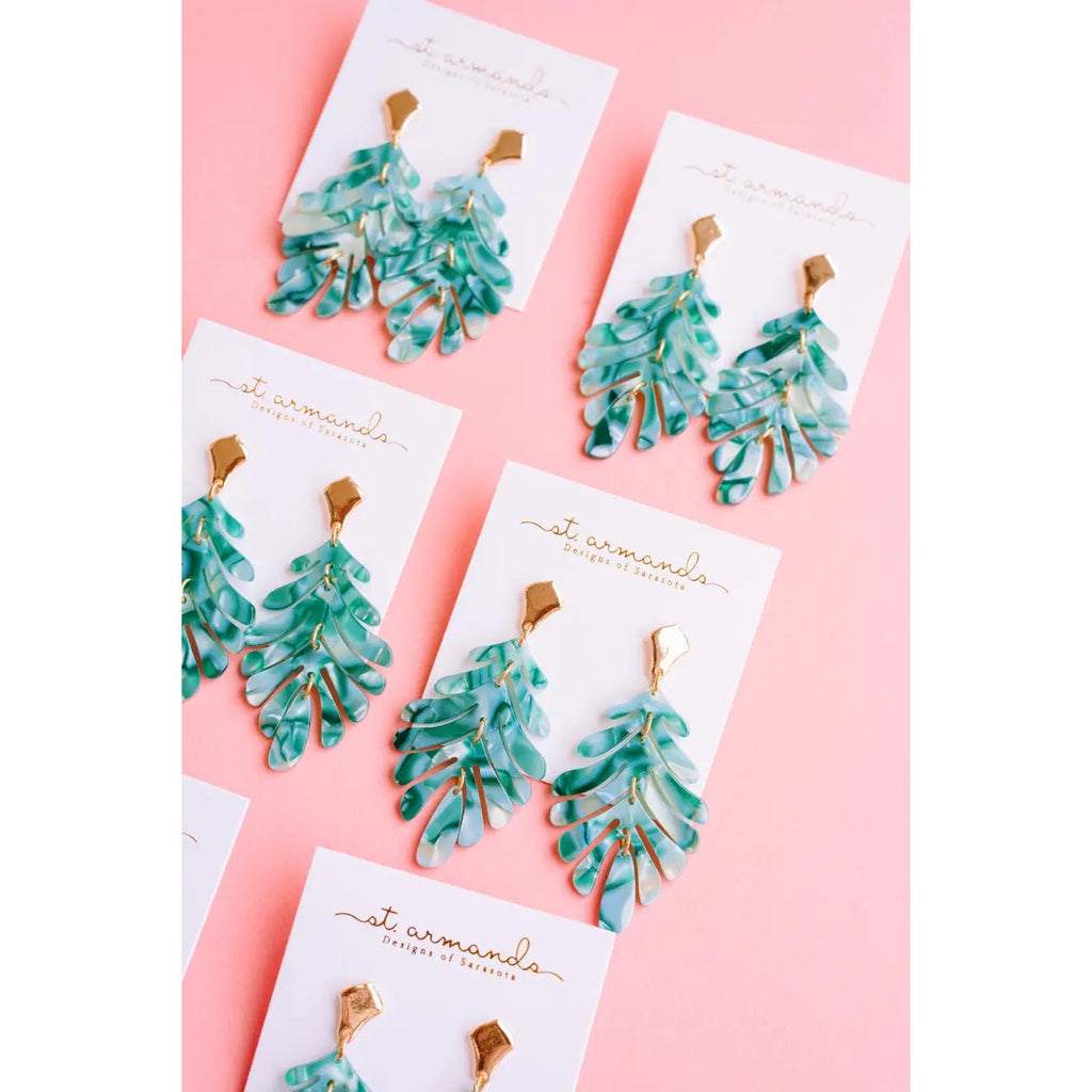 green palm coastal grandmother earrings