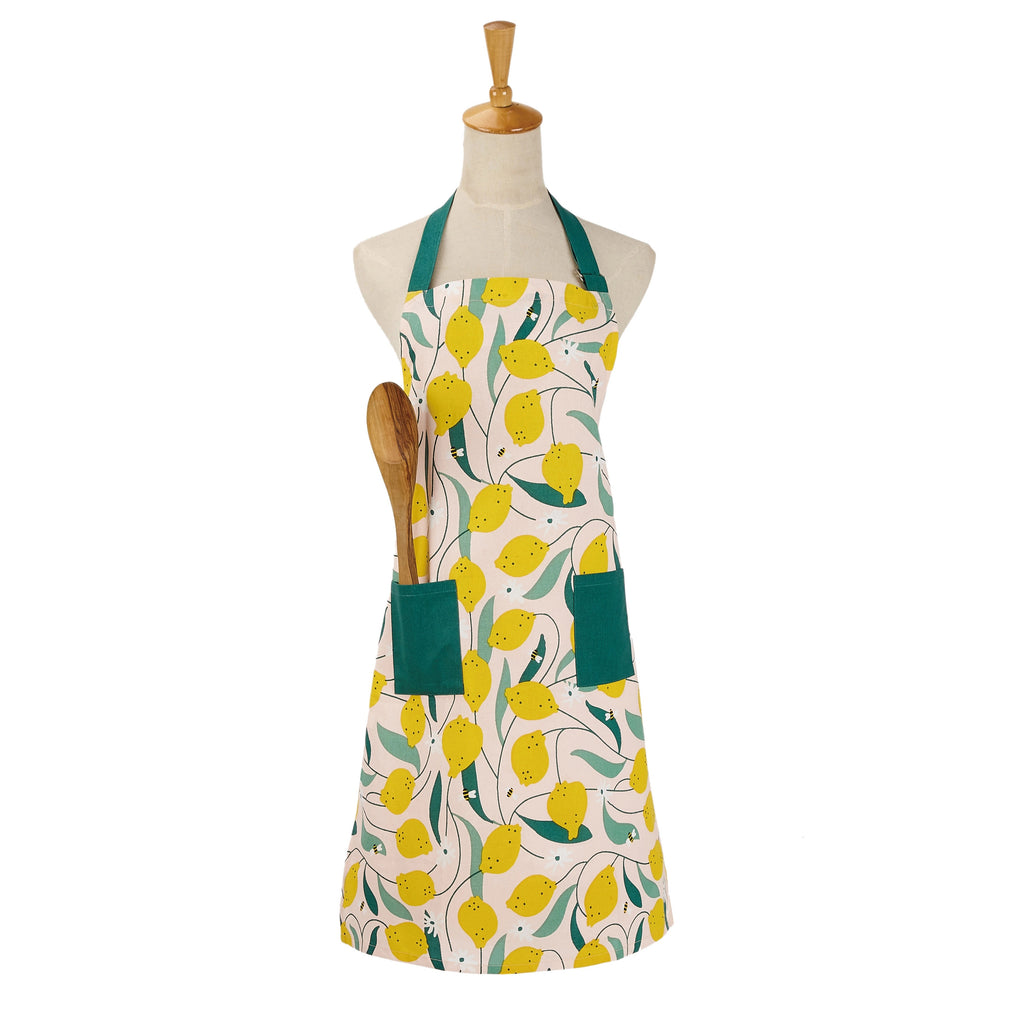 lemon kitchen apron with pockets, lemon kitchen garden apron